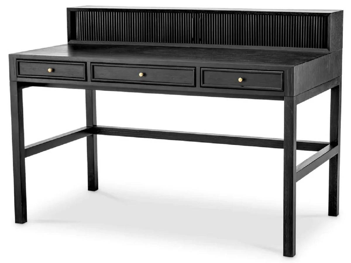 Casa Padrino escritorio de lujo negro gris / lat¨®n 130 cm