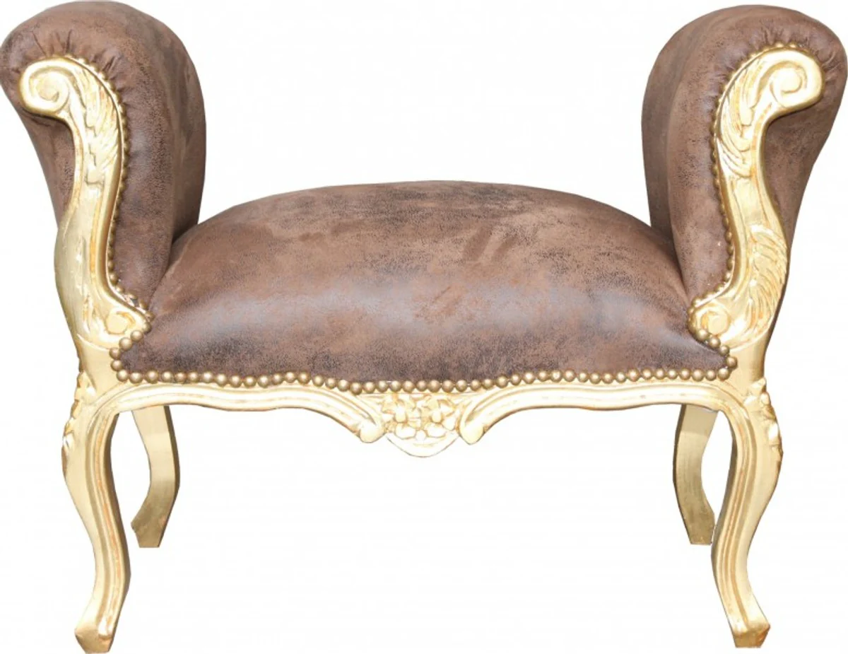 Heces Casa Padrino barroco de heces Negro / Oro - Banco - estilo antiguo