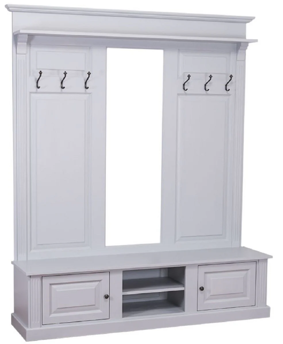 Casa Padrino armario de estilo campestre gris 180 x 41 x H. 210 cm - Armario de Madera Maciza con Espejo - Muebles de Estilo Campestre