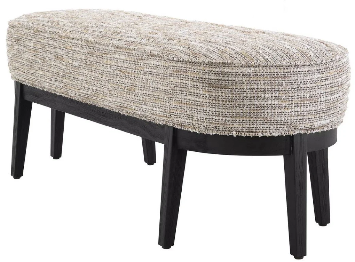 Casa Padrino banco de lujo beige / negro 132 x 45 x A. 47 cm - Banco de sal¨®n tapizado - Muebles de Sala de Estar - Muebles de Hotel - Colecci¨®n de Lujo