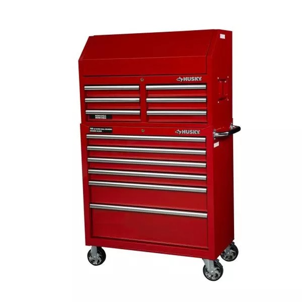 36 IN. W 12-DRAWER COMBINATION TOOL CHEST AND CABINET COMBO IN GLOSS RED
