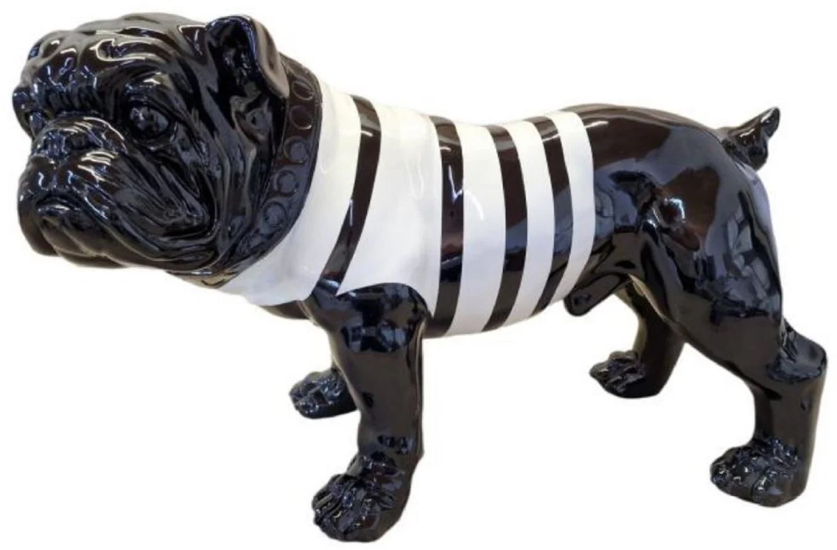 Casa Padrino figura decorativa de lujo bulldog negro / blanco 59 x A. 40 cm - Escultura decorativa resistente a la intemperie - Figura decorativa salón - Figura decorativa jardín - Figura animal