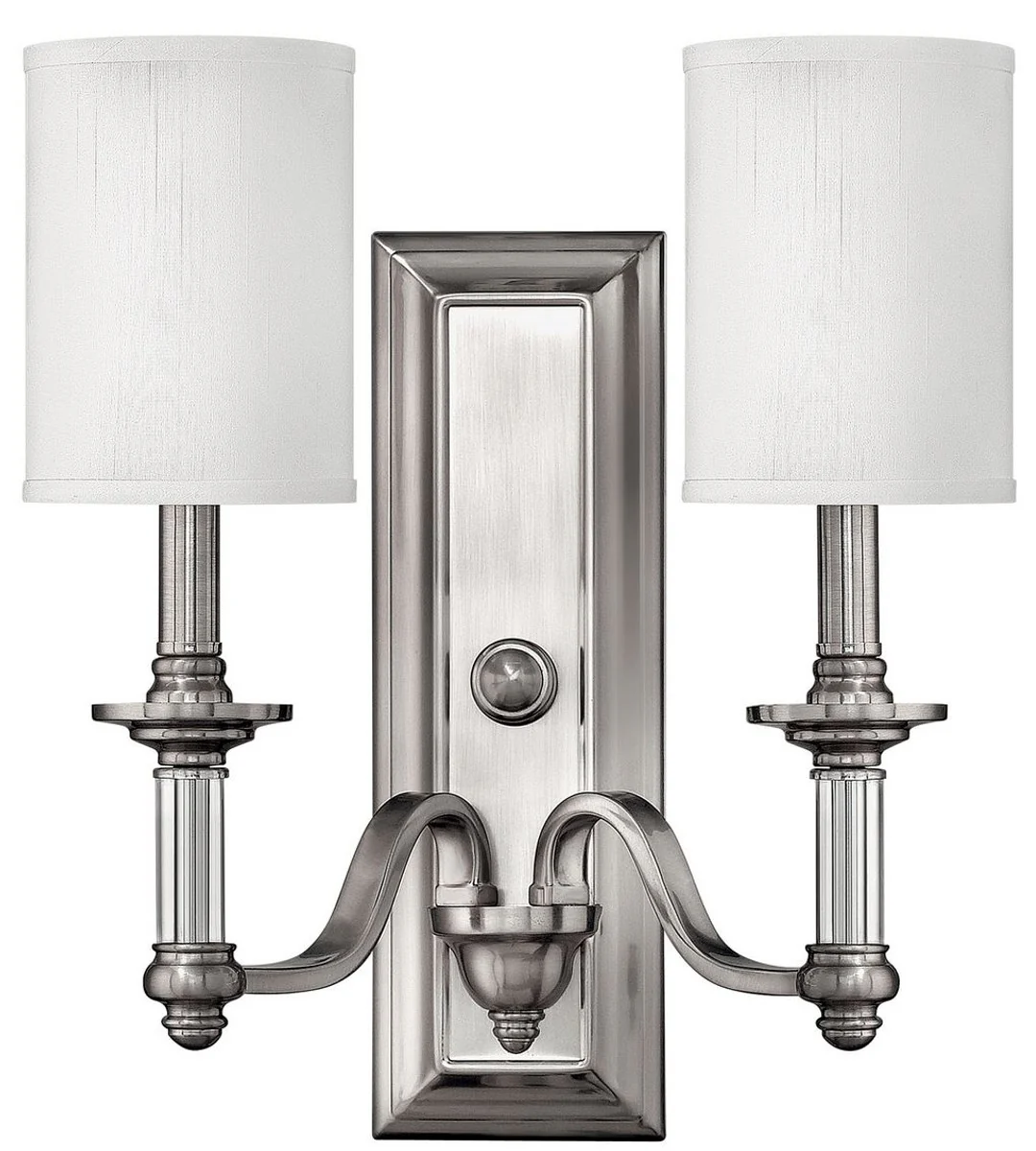 Casa Padrino lámpara de pared doble Art Nouveau plata / blanco 39,4 x 17,1 x A. 40 cm - Lámpara de pared elegante para hotel y restaurante - Lámparas de Pared Barrocos y Art Nouveau