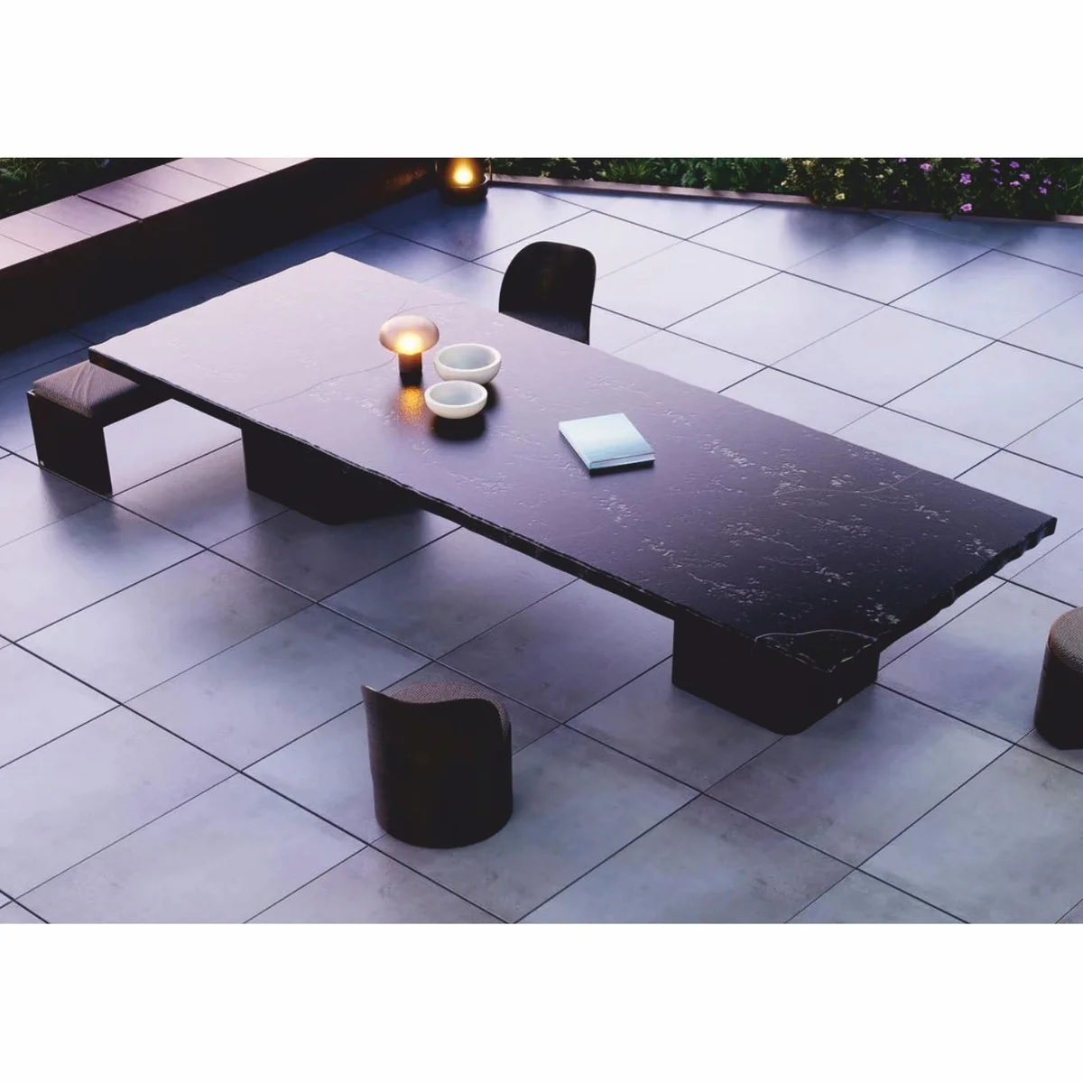 Casa Padrino mesa de comedor de jard¨ªn de lujo negro / marr¨®n oscuro 330 cm - Muebles de hotel y jard¨ªn