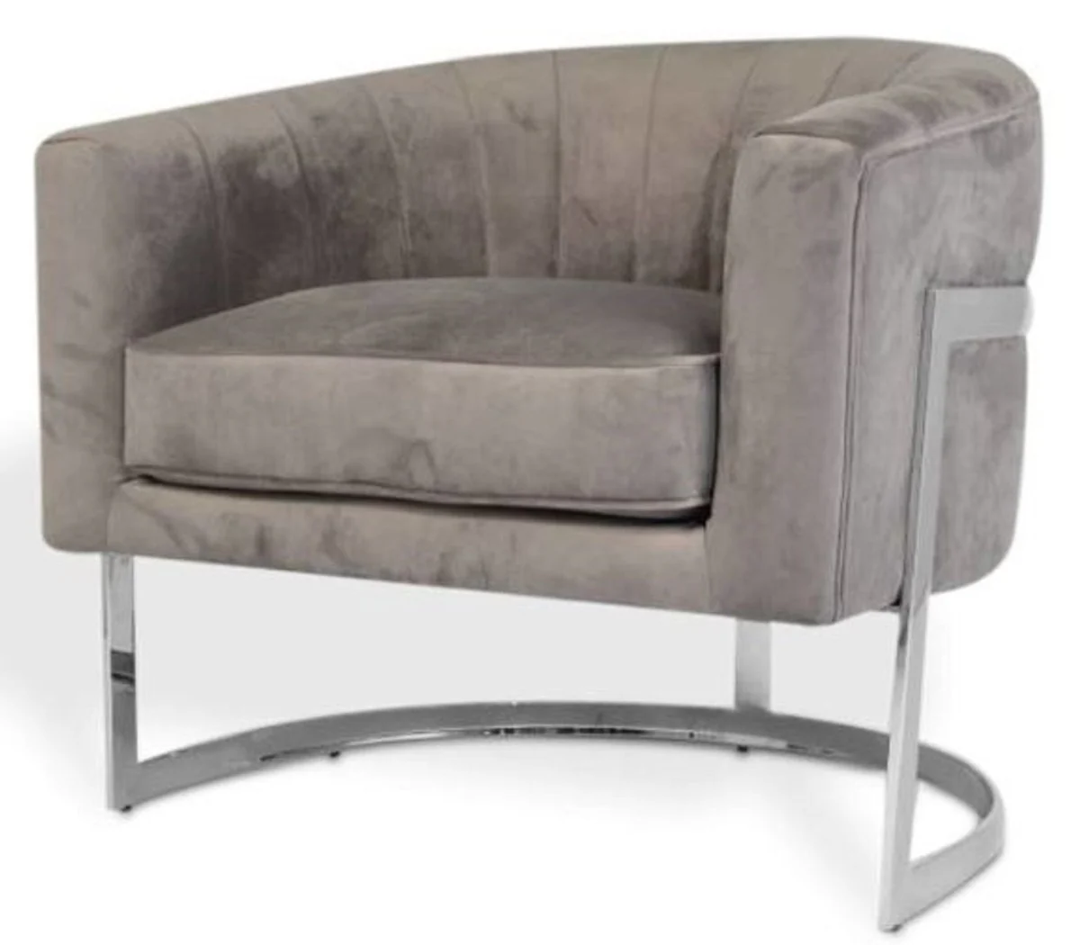 Casa Padrino sill¨®n de terciopelo de lujo gris / plata 70 x 66 x H. 68 cm - Muebles de Sal¨®n de Dise?o