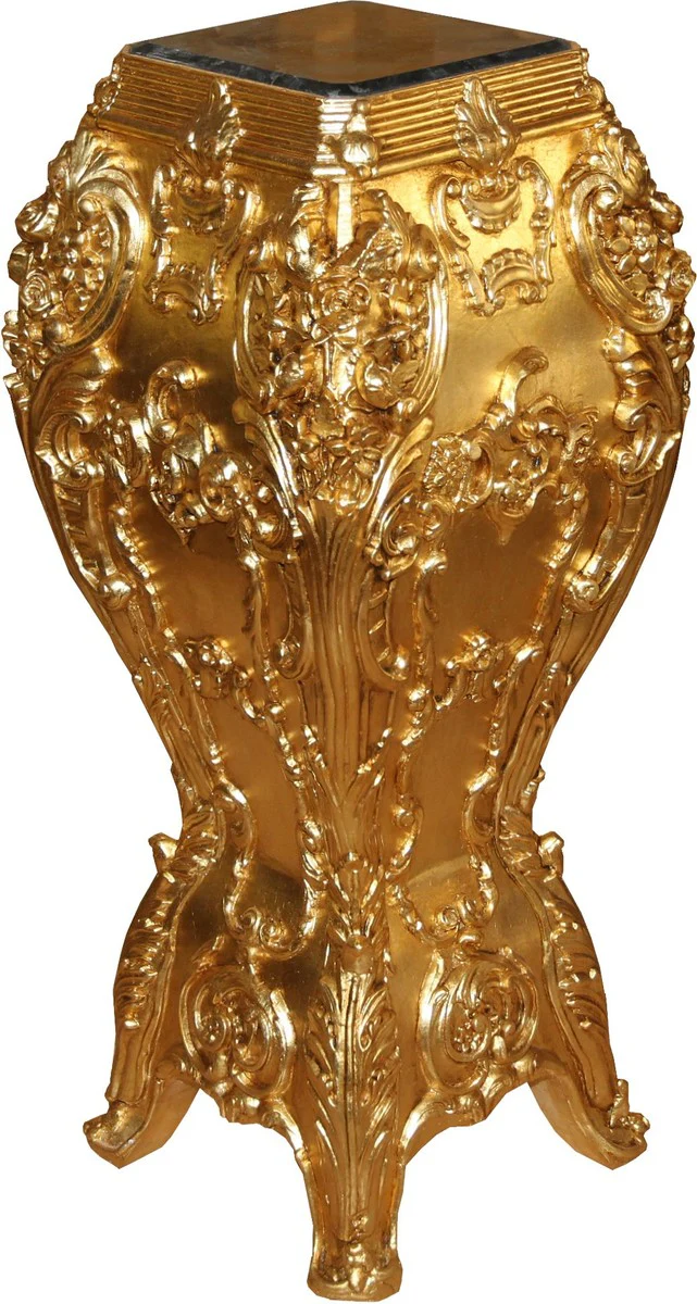 Columna de mármol barroco Casa Padrino dorado / negro 105 x 35 x H.35 cm