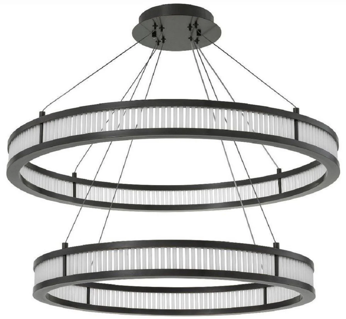 Casa Padrino lámpara de araña LED de lujo bronce / blanco Ø 85 cm - Lámpara de araña redonda moderna - Lámpara de Araña de Salón - Lámpara de Araña de Hotel