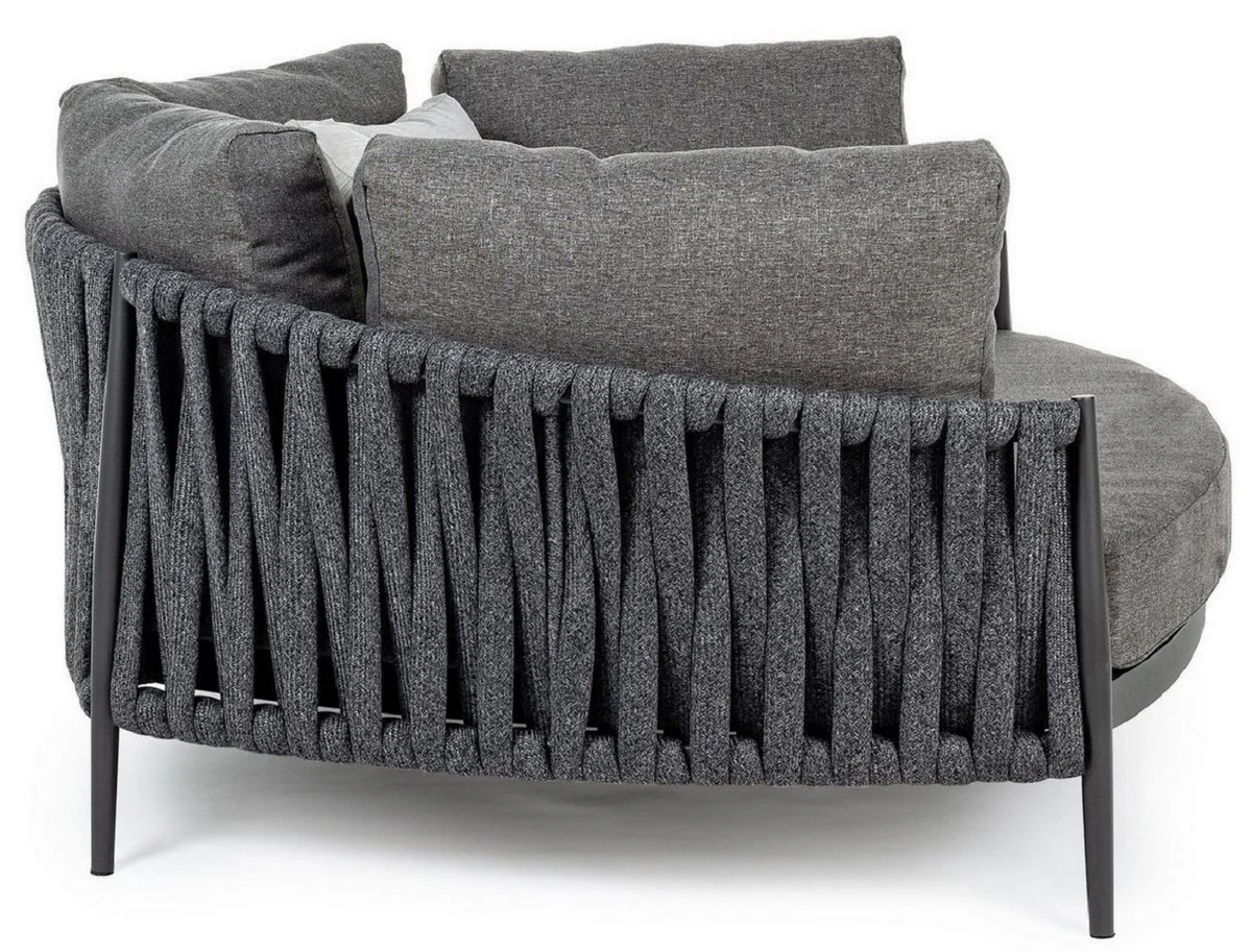 Casa Padrino sofá cama de jardín de lujo con cojines antracita 165 x 146 x A. 86 cm - Sofá de Jardín y Terraza Resistente a la Intemperie - Muebles de Jardín y Terraza - Calidad de Lujo