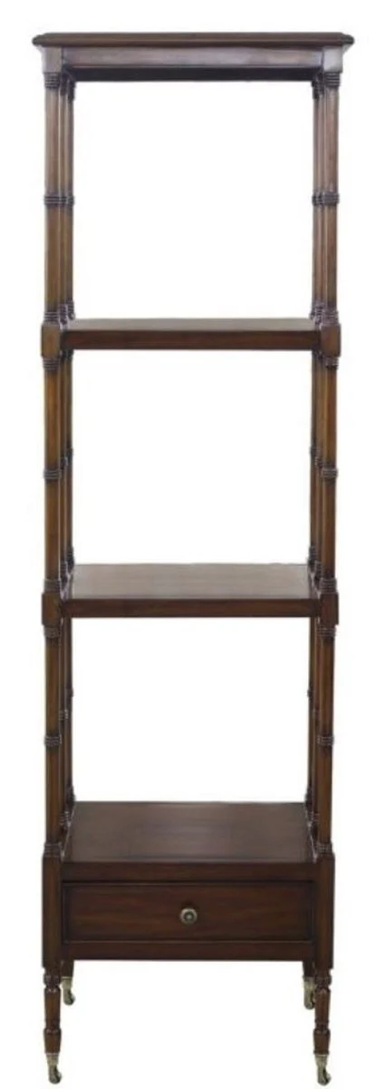 Casa Padrino gabinete estantería de lujo con cajón marrón oscuro 44 x 36 x H. 163 cm - Calidad de Lujo