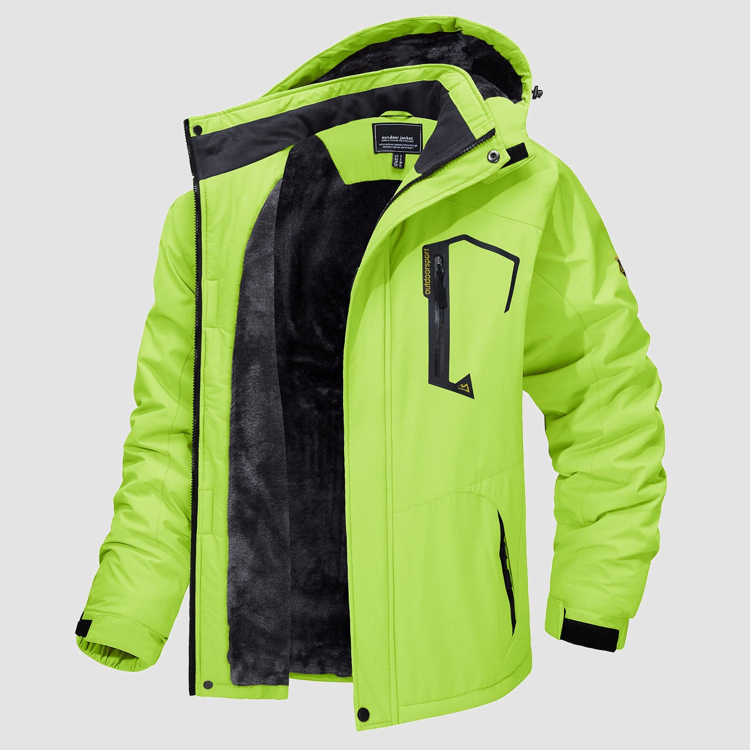 Men's Winter Jacket Water Repellent Ski Snow Jacket Warm Fleece Coat Parka Raincoats With Multi-Pockets