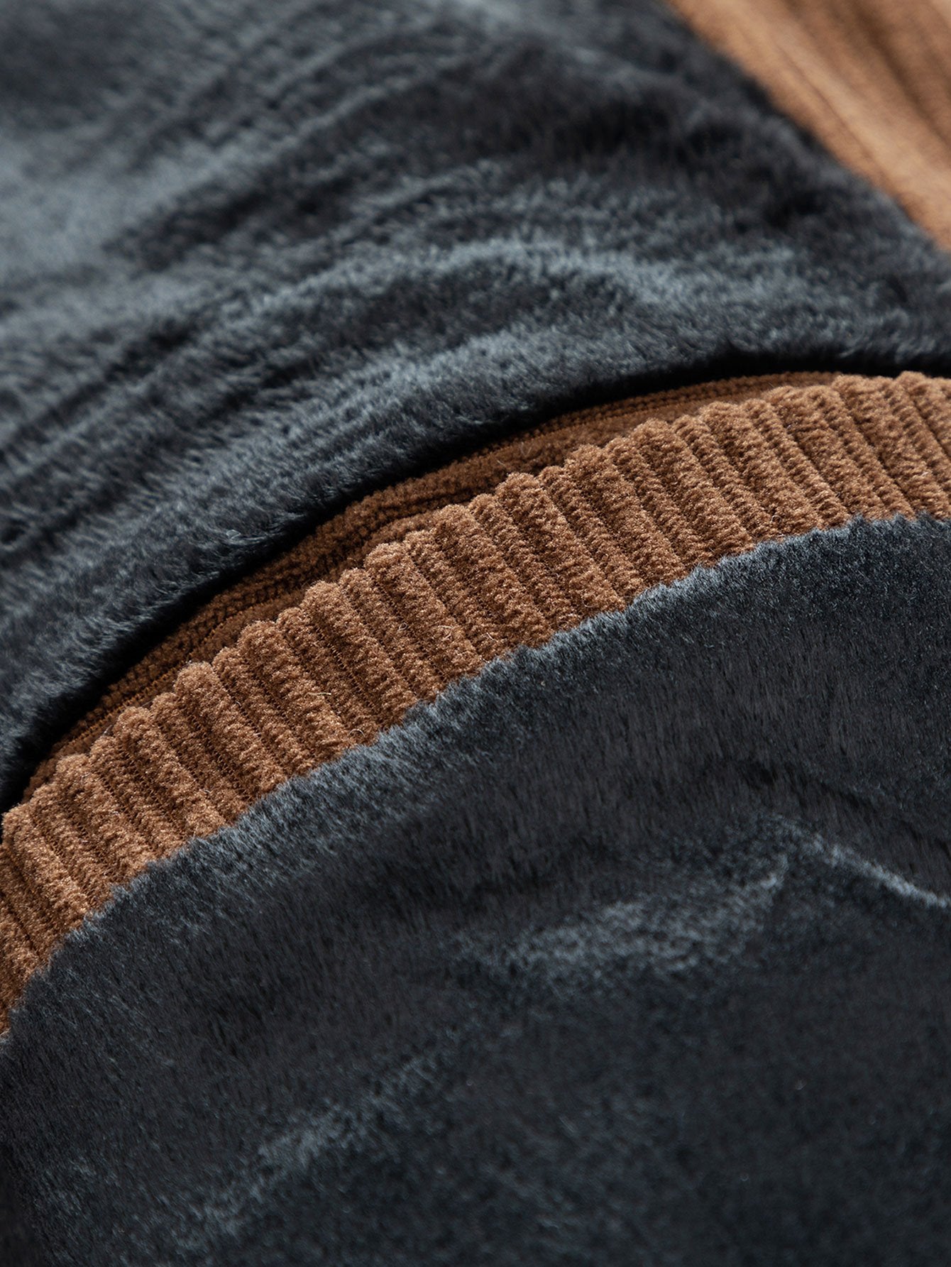 Funnel Neck Zipped Corduroy Jacket