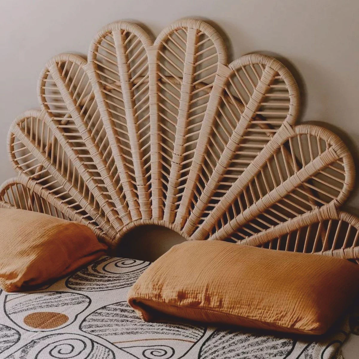 Casa Padrino cabecero de cama de rat¨¢n de lujo natural 160 cm - Muebles de dormitorio