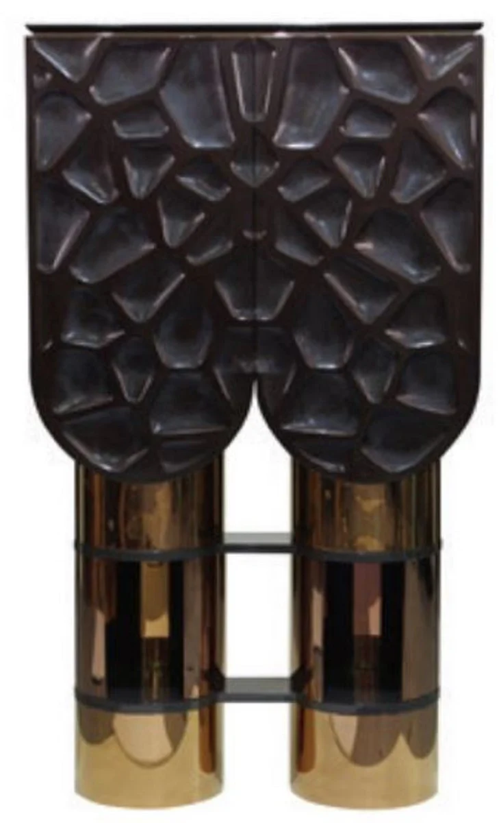 Casa Padrino armario bar de dise?o de lujo negro / oro rosa / rojo 170 x 44 x A. 98 cm - Armario del vino con 2 puertas - Armario de sal¨®n - Armario de bar - Muebles de Hotel - Colecci¨®n de Lujo