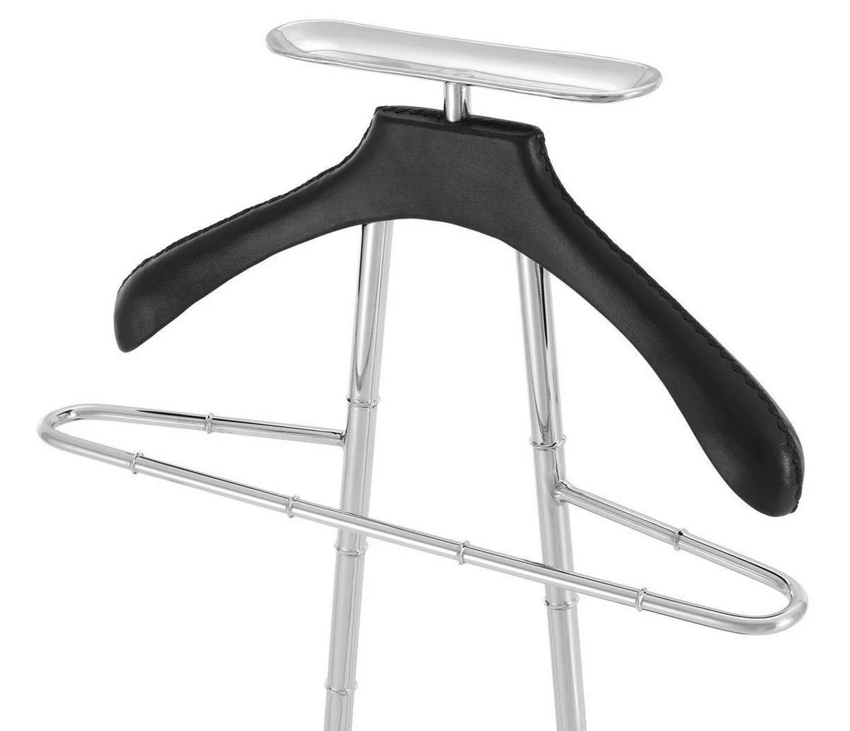 Casa Padrino sirviente mudo de lujo plata / negro 50,5 x 31 x H. 117 cm - Perchero Abrigo Perchero Traje Soporte Mudo Sirviente Caballero - Accesorios de Lujo