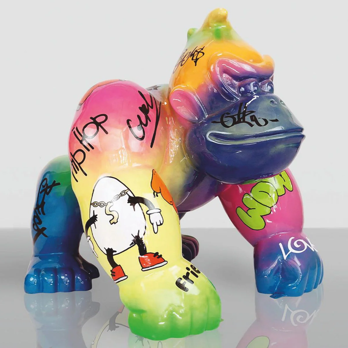 Casa Padrino escultura decorativa XXL mono gorila colorido A. 104 cm - Figura Decorativa XXL