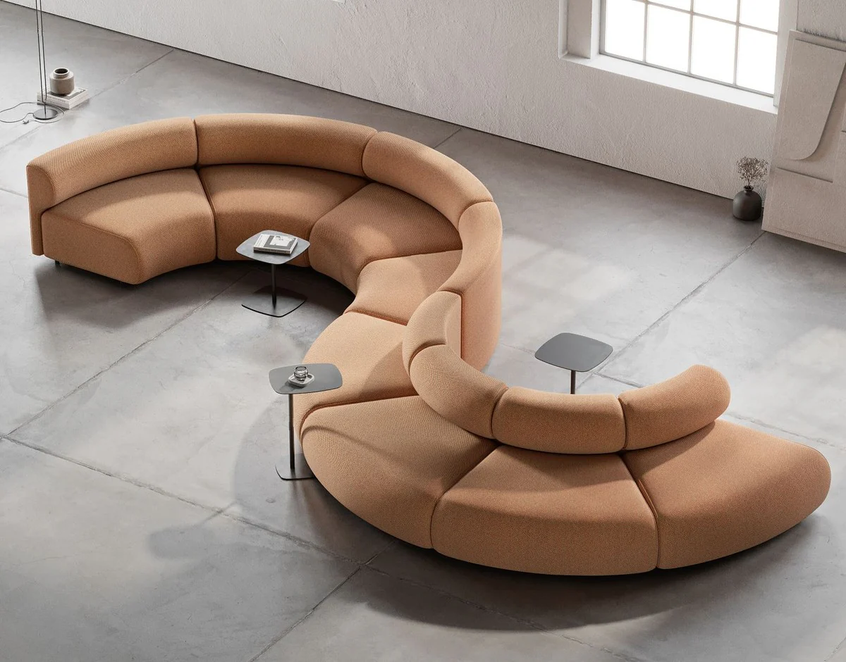 Casa Padrino sof¨¢ de lujo marr¨®n 590 x 340 x A. 72 cm - Sof¨¢ modular curvo de 8 piezas - Sof¨¢ de hotel - Muebles de sal¨®n - Muebles de hotel - Muebles de lujo