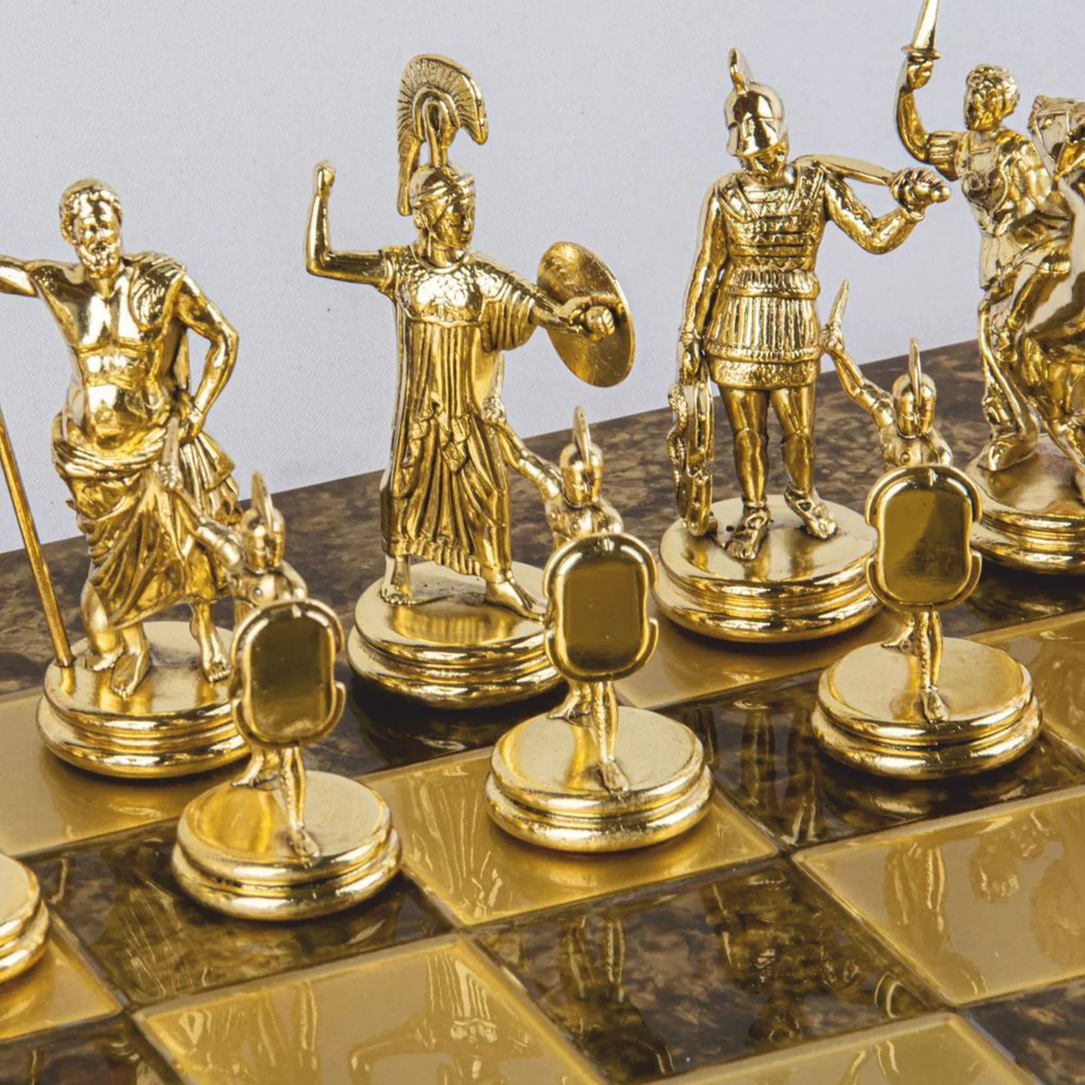 Casa Padrino conjunto de ajedrez de lujo oro / marr¨®n / bronce 54 x 54 cm - Conjunto de ajedrez griego