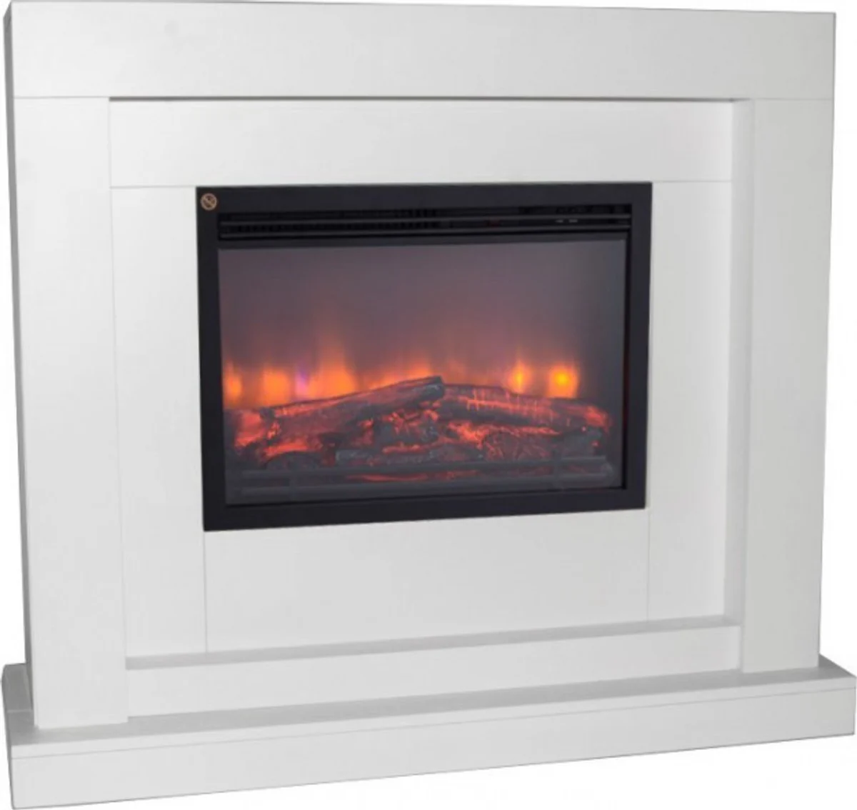 Casa Padrino chimenea el¨¦ctrica blanco antiguo de estilo barroco de estilo Art Nouveau B 110 x H 95 x P 34 cm ModG2 - Chimenea el¨¦ctrica - sal¨®n chimenea sala