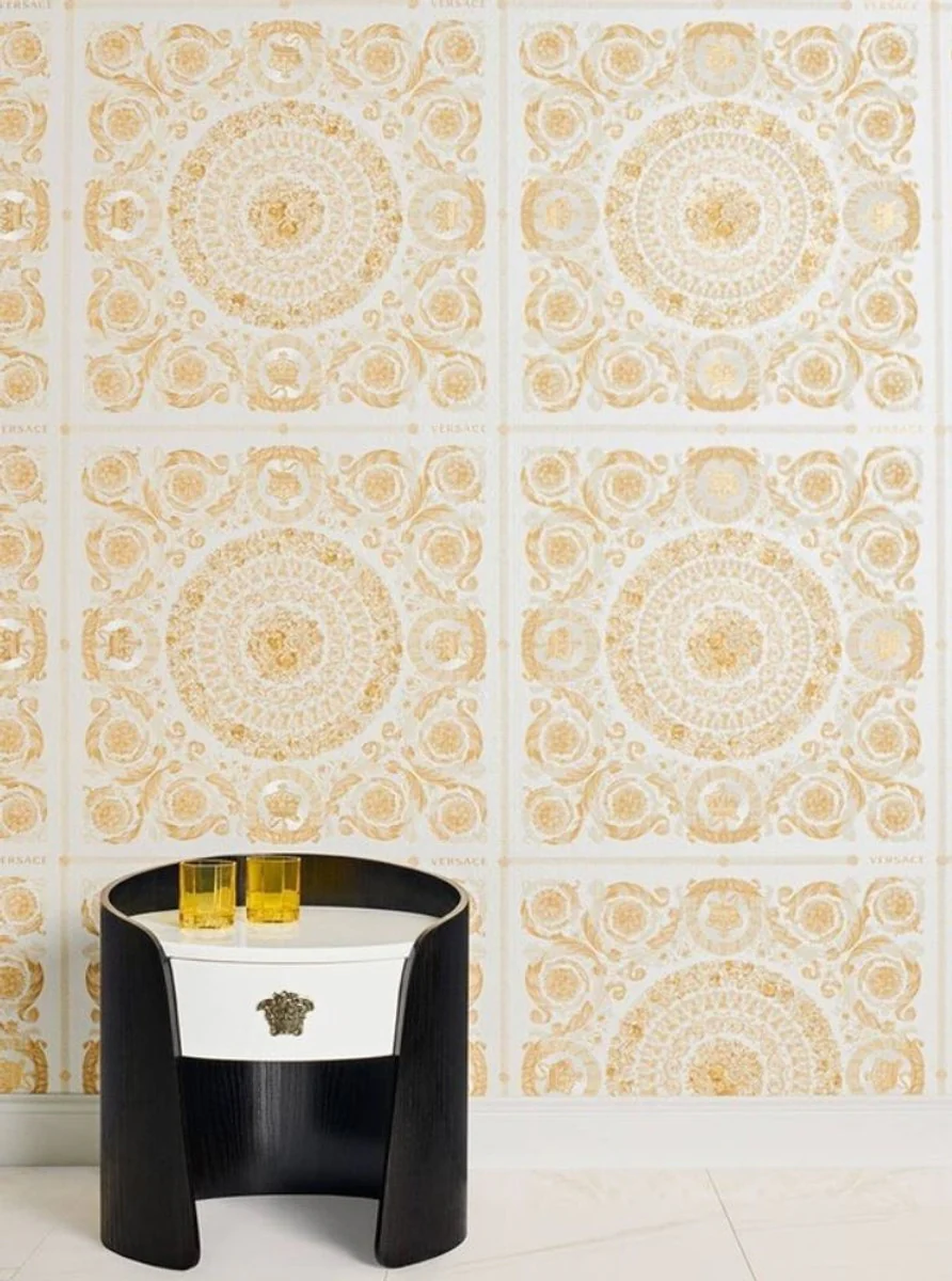 Papel Pintado no Tejido Barroco de Diseño Versace IV 37055-2 - Blanco / Oro - Papel Pintado de Diseño - Alta Calidad