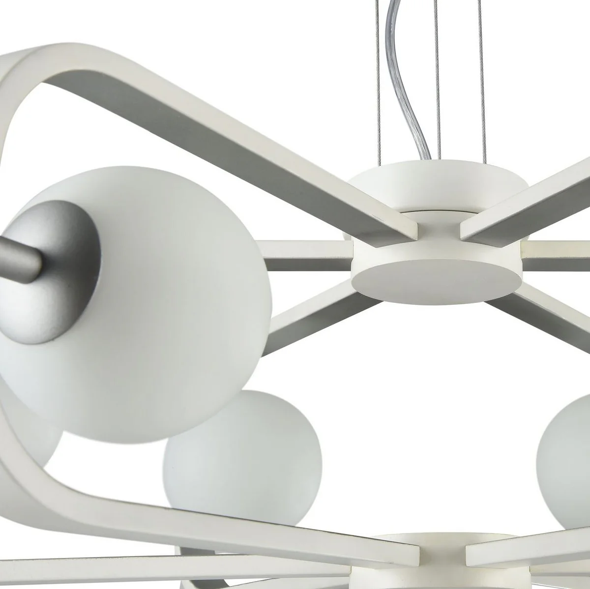 Casa Padrino lámpara colgante de lujo blanco / plata Ø 65 x H. 20 cm - Colección de Lujo