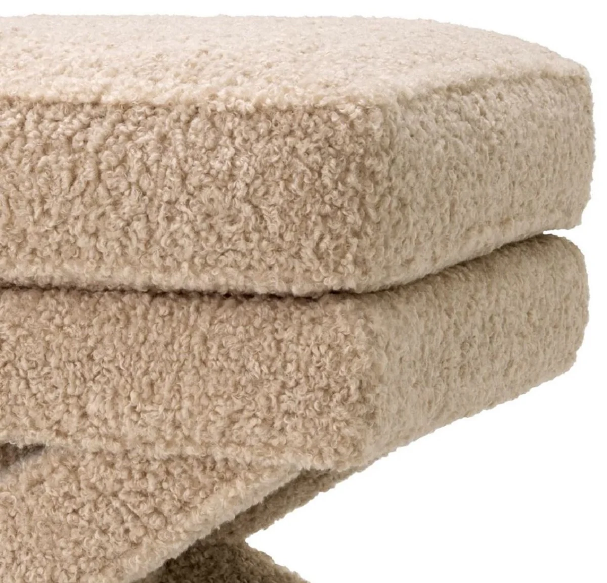 Casa Padrino taburete de lujo arena - Taburete rectangular - Taburete cruzado - Muebles de lujo