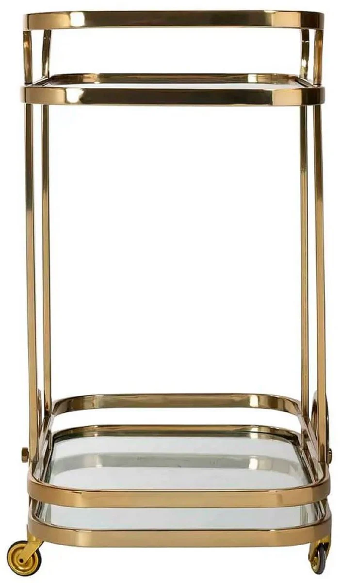 Casa Padrino carrito de servicio de lujo oro 74 x 49 x A. 78 cm - Carrito para Restaurante Hotel Catering - Accesorios de Hotel y Restaurante de Lujo