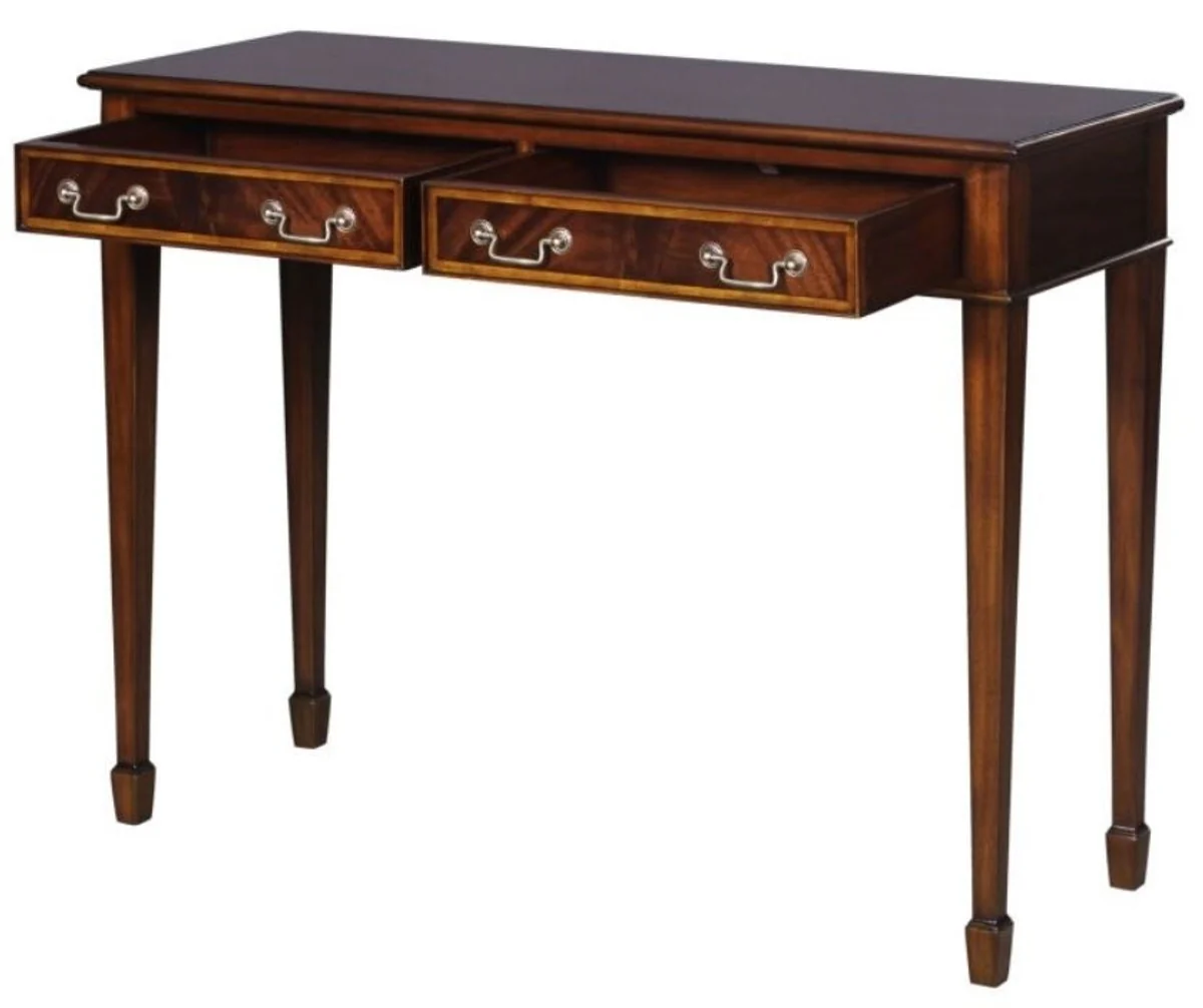 Casa Padrino Consola de Caoba Art Nouveau Marrón 102,5 x 36,3 x H. 78,6 cm - Consola de lujo Art Nouveau con 2 Cajones