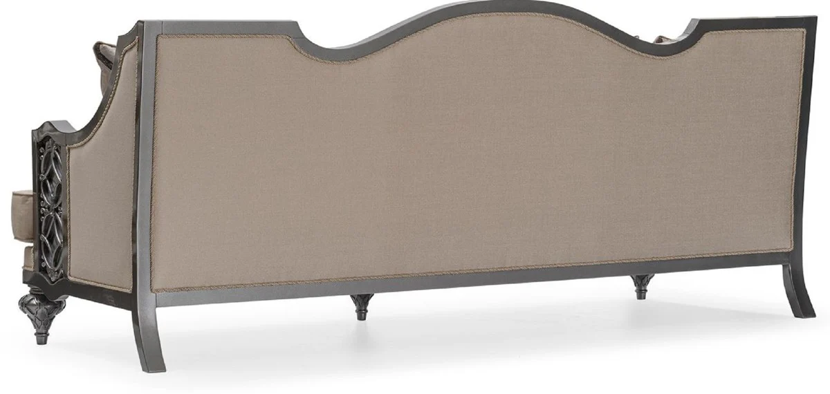 Casa Padrino sof¨¢ de sal¨®n barroco de lujo beige / gris - Sof¨¢ estilo barroco hecho a mano con cojines decorativos - Muebles de sal¨®n de lujo en estilo barroco - Muebles barrocos