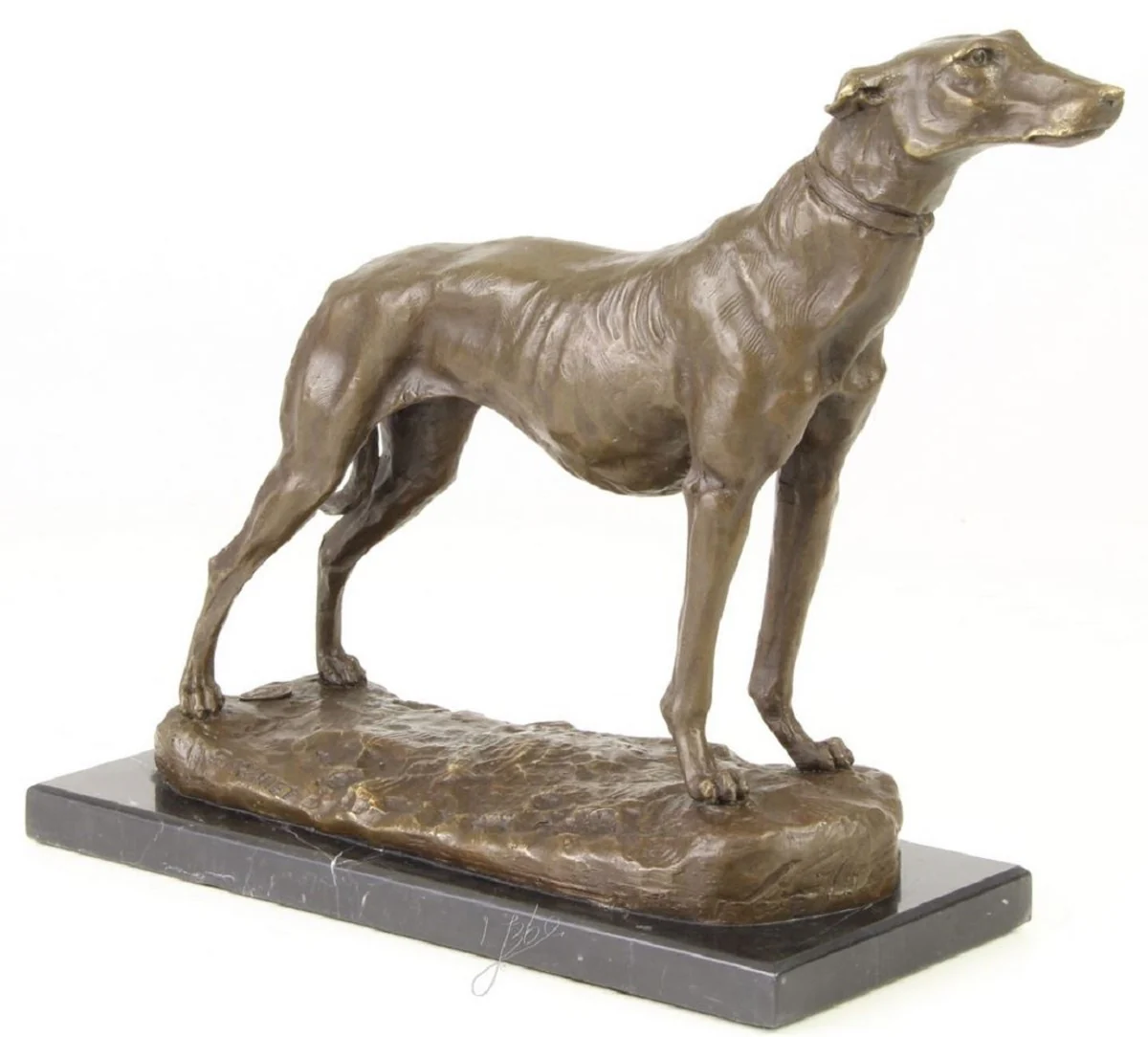Casa Padrino lujosa figura de bronce en galgo con base de mármol bronce / oro / negro H. 24,5 cm - Figura de Decoración de Lujo