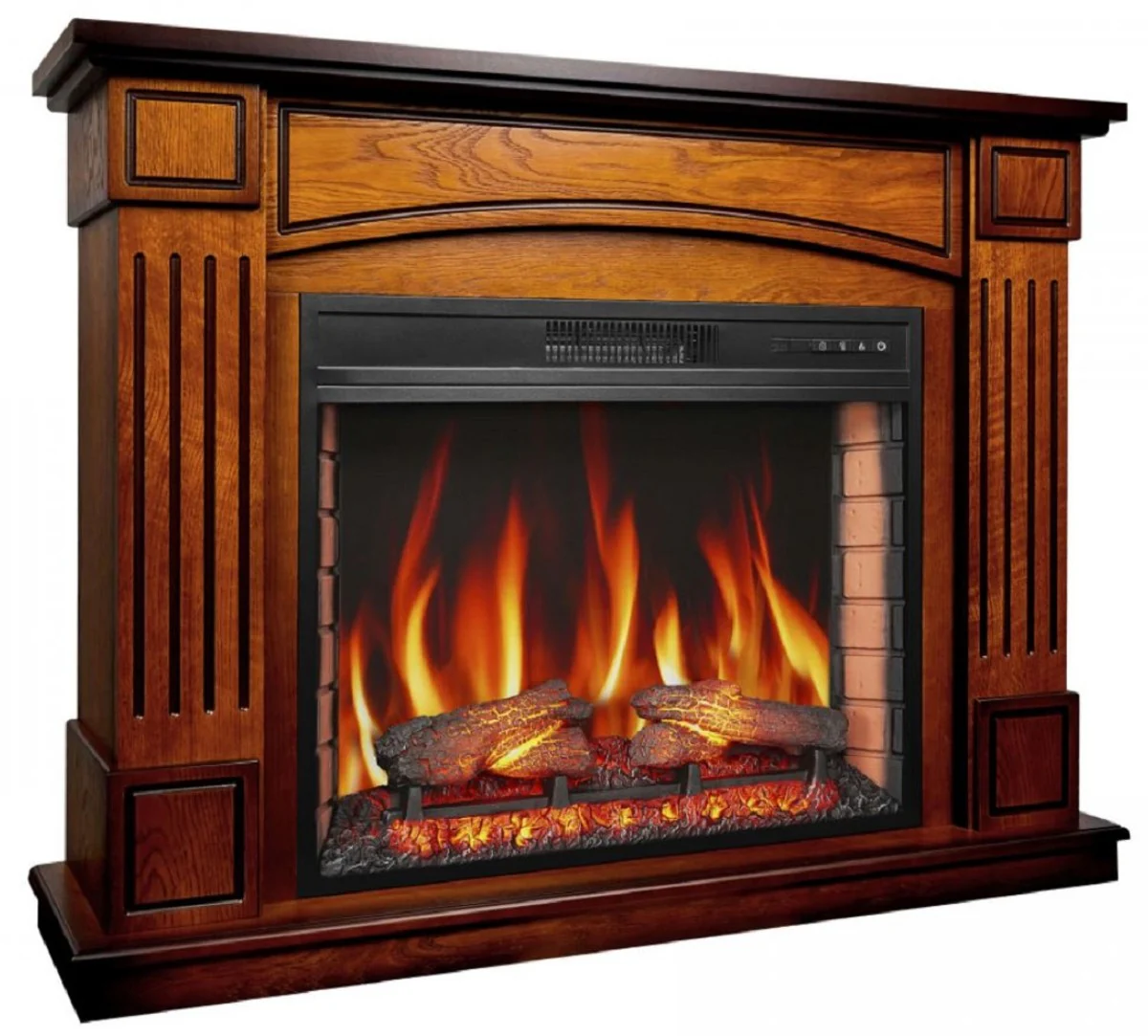 Casa Padrino chimenea el¨¦ctrica LED barroco marr¨®n 114 x 34 x A. 90,3 cm