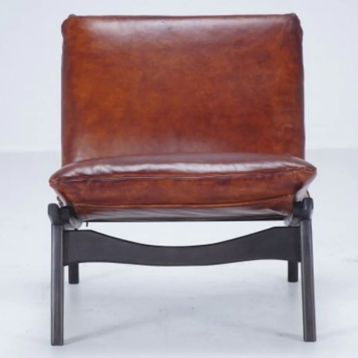 Casa Padrino sill¨®n Chesterfield de lujo de cuero genuino marr¨®n / antracita - Muebles de cuero genuino