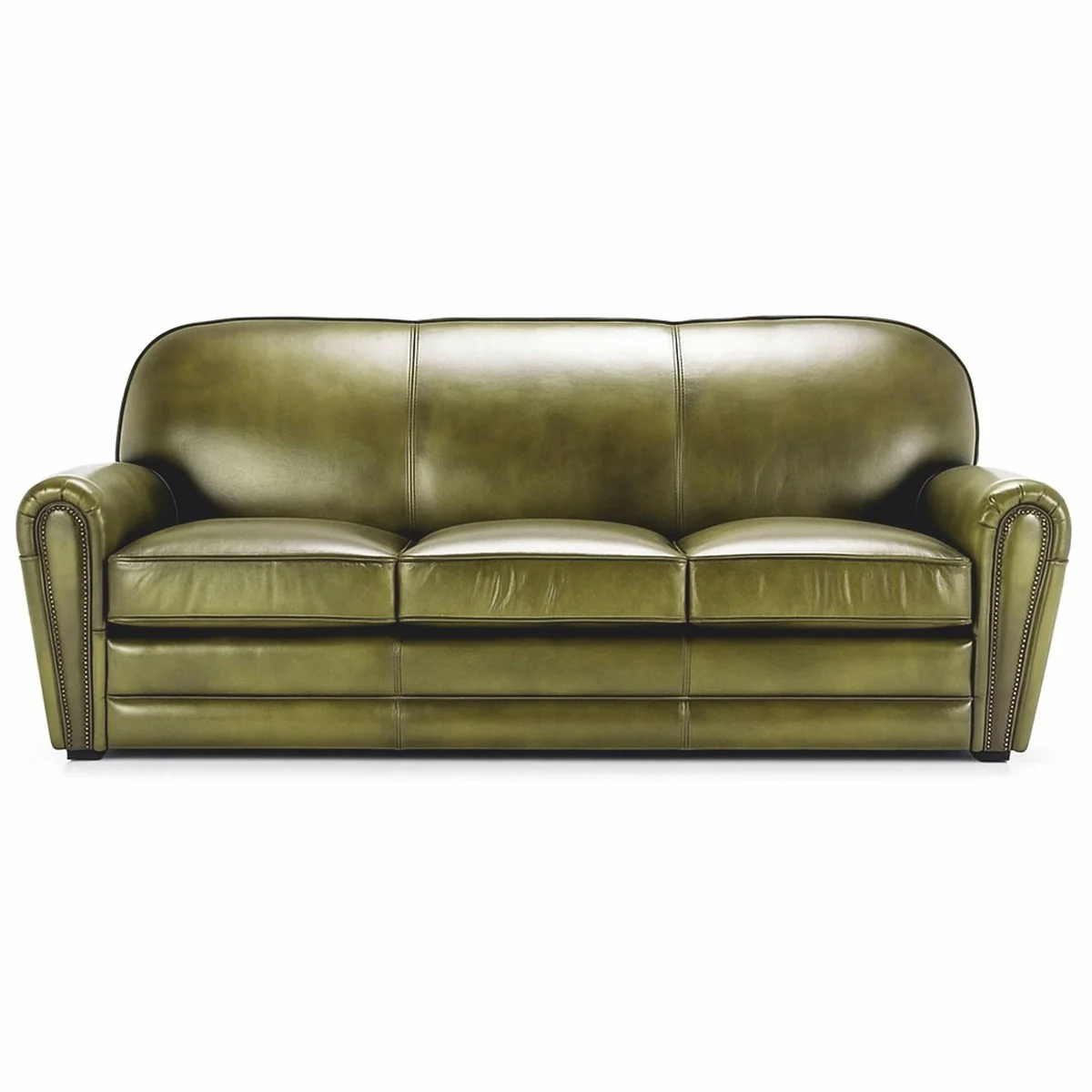 Casa Padrino sof¨¢ de cuero de lujo verde / negro 270 cm - Muebles de cuero genuino