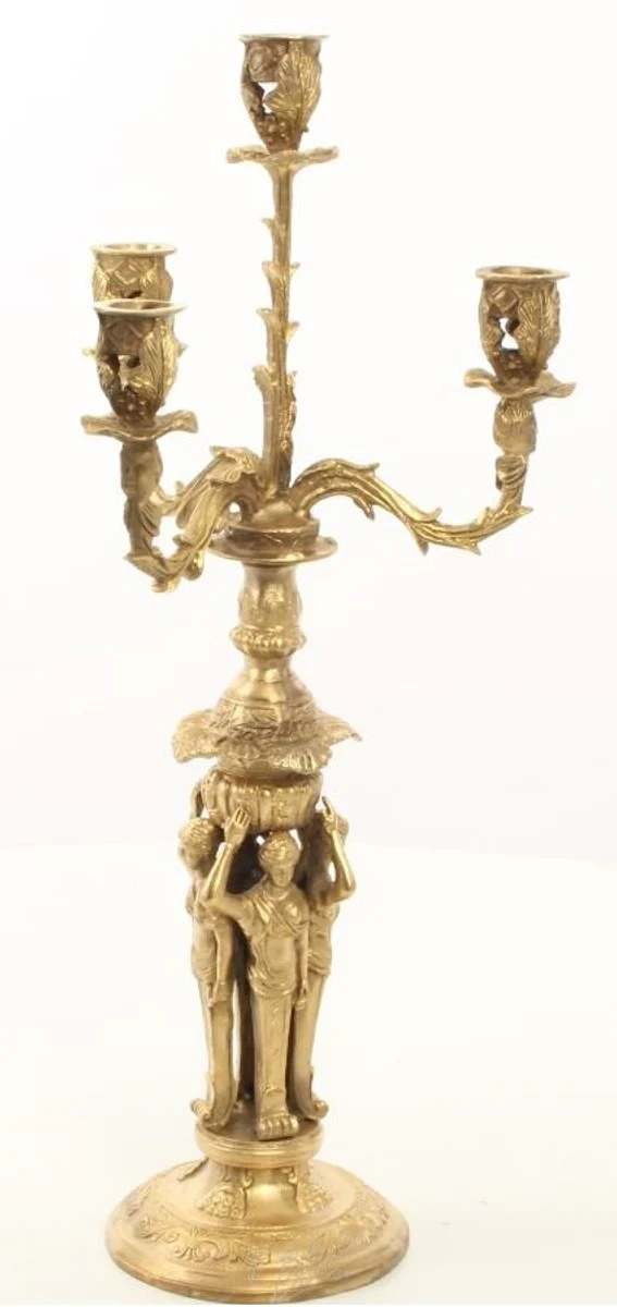 Casa Padrino juego de candelabro barroco oro 16 x 16 x H. 42 cm - Candelabro de Bronce dorado Estilo Barroco