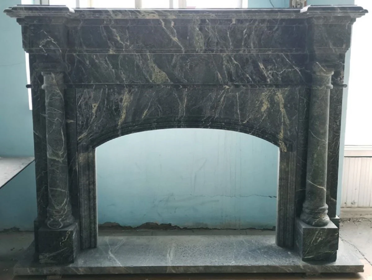 Casa Padrino marco de chimenea barroco de lujo verde 180 x 35 x A. 135 cm - Magn¨ªfico marco de chimenea de m¨¢rmol de alta calidad - Accesorios decorativos en estilo barroco