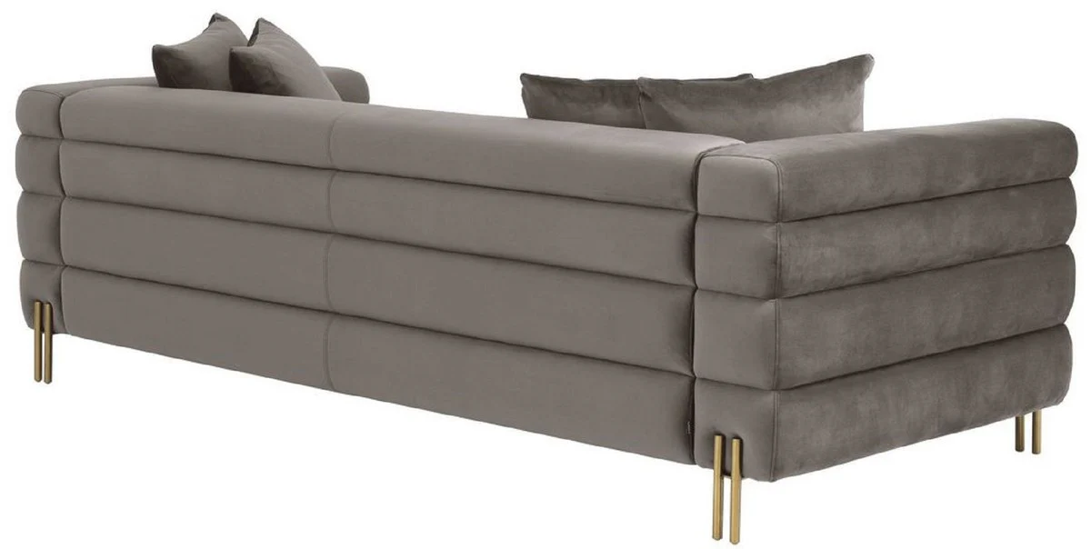 Casa Padrino sof¨¢ de lujo gris / lat¨®n 230 x 95 x A. 70,5 cm - Sof¨¢ de sal¨®n con terciopelo fino - Muebles de Lujo
