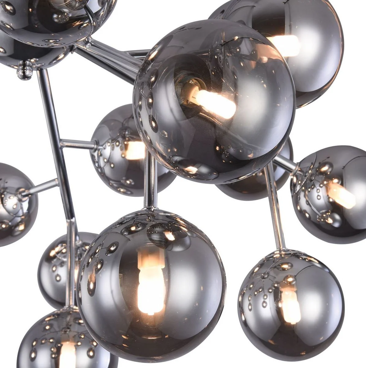 Casa Padrino Living Room Ceiling Lamp Silver Ø 75 x H. 25 cm - Ceiling Light with Spherical Lampshades