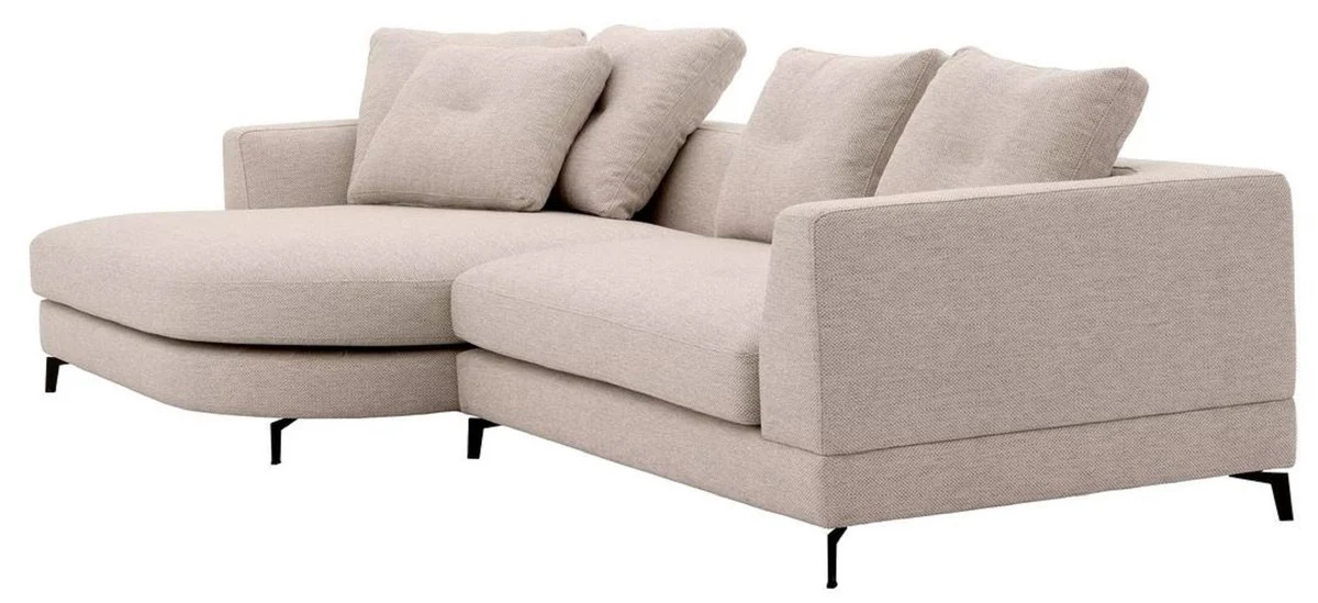 Casa Padrino sof¨¢ esquinero de lujo lado izquierdo arena / negro 310 x 150 x A. 65 cm - Sof¨¢ de sal¨®n con cojines - Muebles de sal¨®n - Interiores de sal¨®n - Muebles de lujo - Interiores de lujo