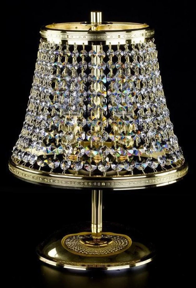 Casa Padrino lámpara de mesa de cristal barroco de lujo oro Ø 25 x A. 32 cm - Magnífica lámpara de taburete con cristal de Bohemia - Luces de cristal barroco