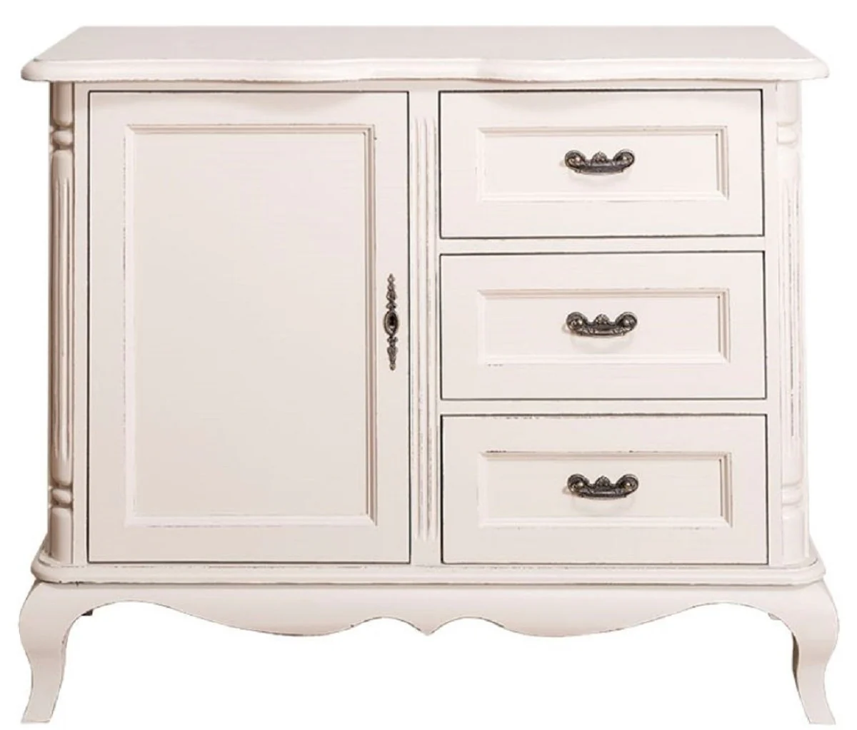 Casa Padrino c¨®moda de estilo campestre con puerta y 3 cajones gris claro antiguo 110 x 48 x H. 89 cm - Muebles de Sal¨®n de Estilo Campestre