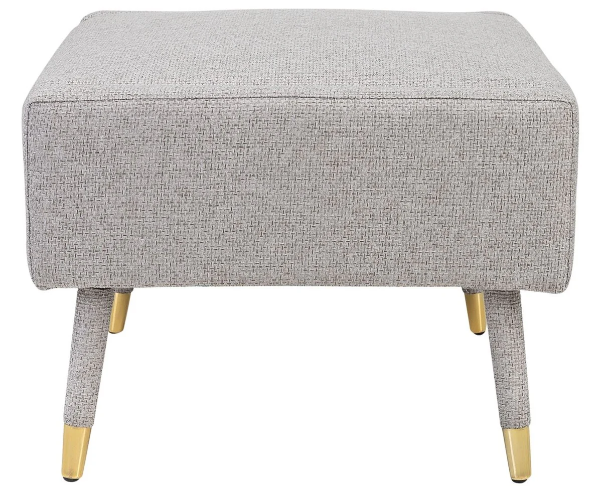 Casa Padrino taburete para los pies de lujo gris / oro 76 x 62 x H. 46 cm - Taburete de la Sala de Estar Estilo Neocl¨¢sico - Muebles de Sala de Estar de Dise?o