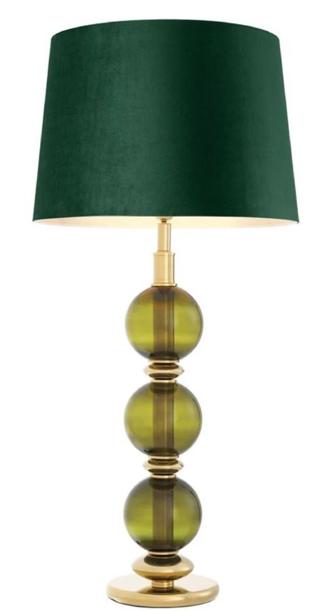 Casa Padrino lámpara de mesa de lujo verde / oro Ø 50 x H. 105 cm - Lámpara de Mesa de Salón con Vidrio Soplado a Mano