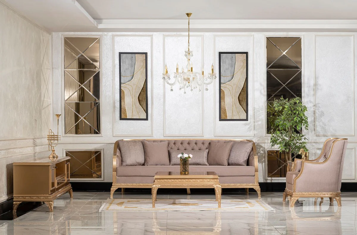 Casa Padrino mesa de centro barroco de lujo oro - Mesa de sal¨®n cuadrada de estilo barroco - Muebles de sal¨®n de estilo barroco - Muebles barrocos hechos a mano