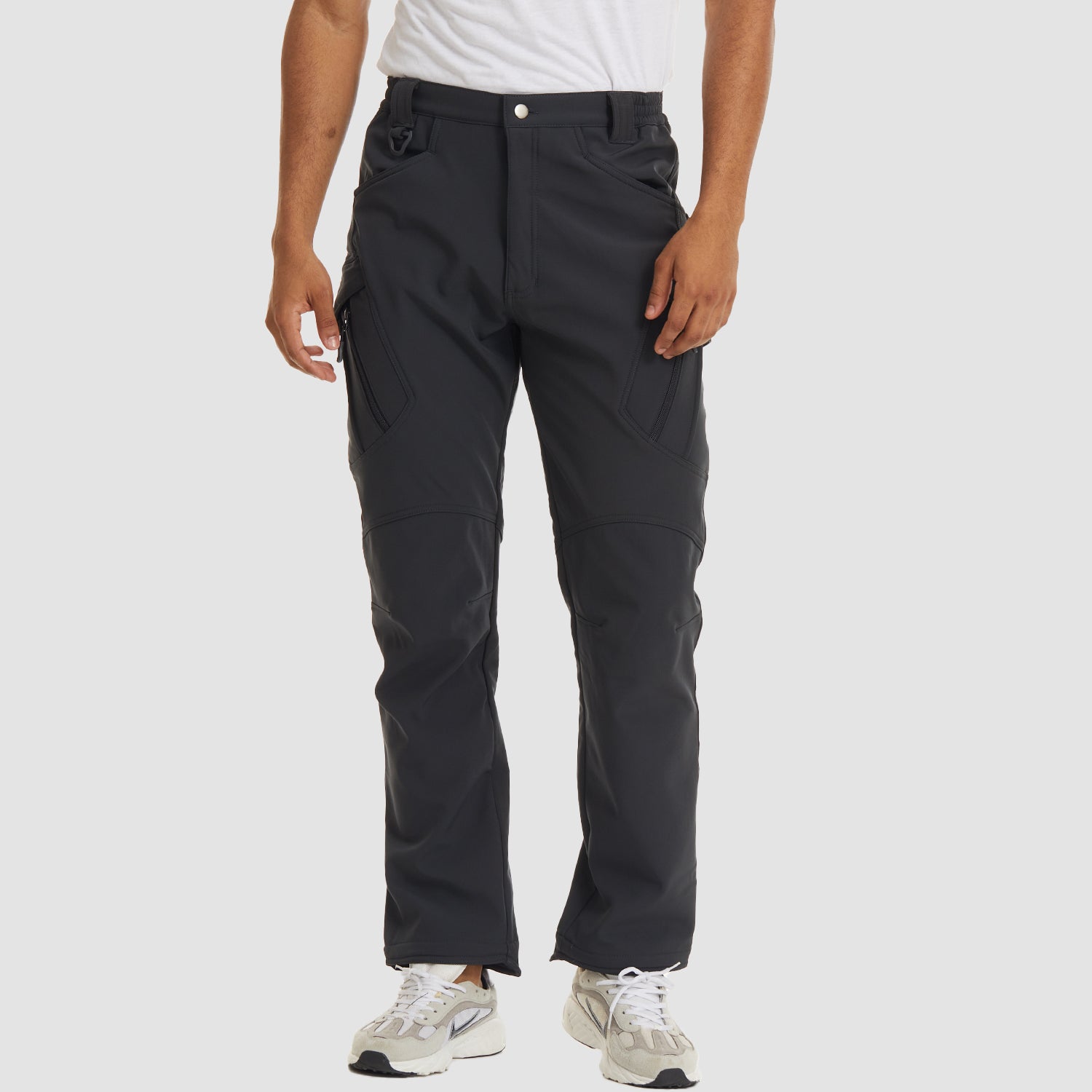 Men's Tactical Pants with 9 Pockets, Water Repellent, Warm Fleece Lined, Winter Snow Ski Pants