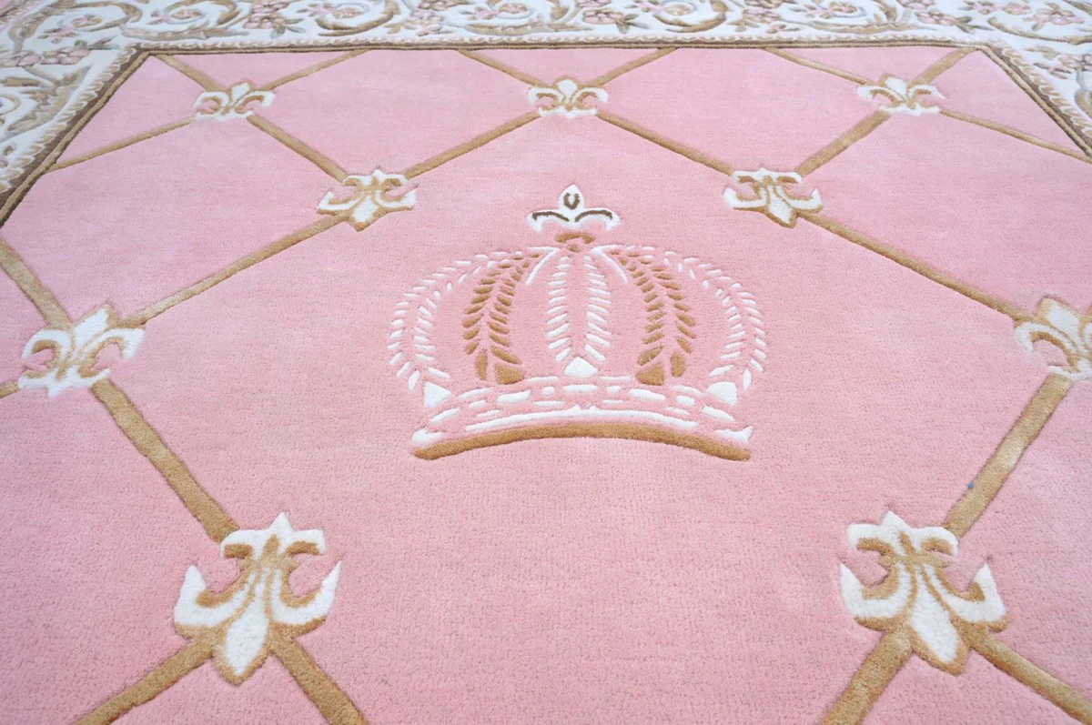 Pomp??s de Casa Padrino alfombra barroco de lujo corona de Harald Gl??ckler rosa / blanco / marr¨®n - Varios Tama?os
