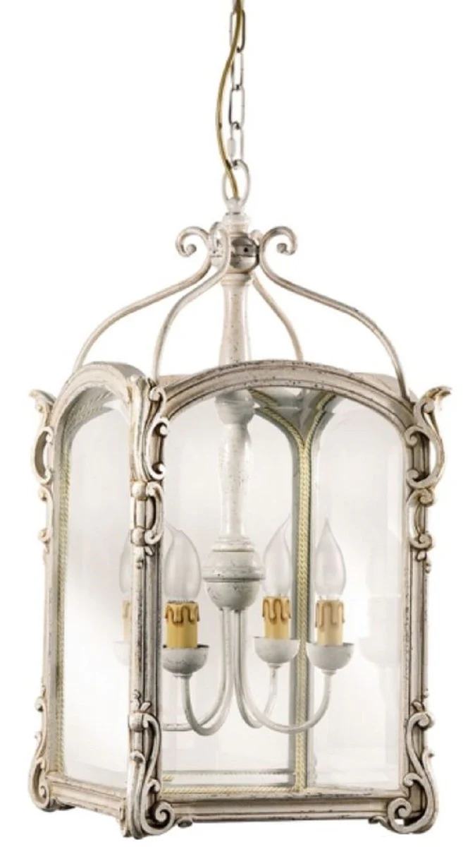 Casa Padrino lámpara colgante de salón barroco de lujo plata antiguo 34 x 34 x A. 64 cm - Lámpara colgante hecha a mano de estilo barroco - Calidad de Lujo - Hecho en Italia - Noble y Magnífica