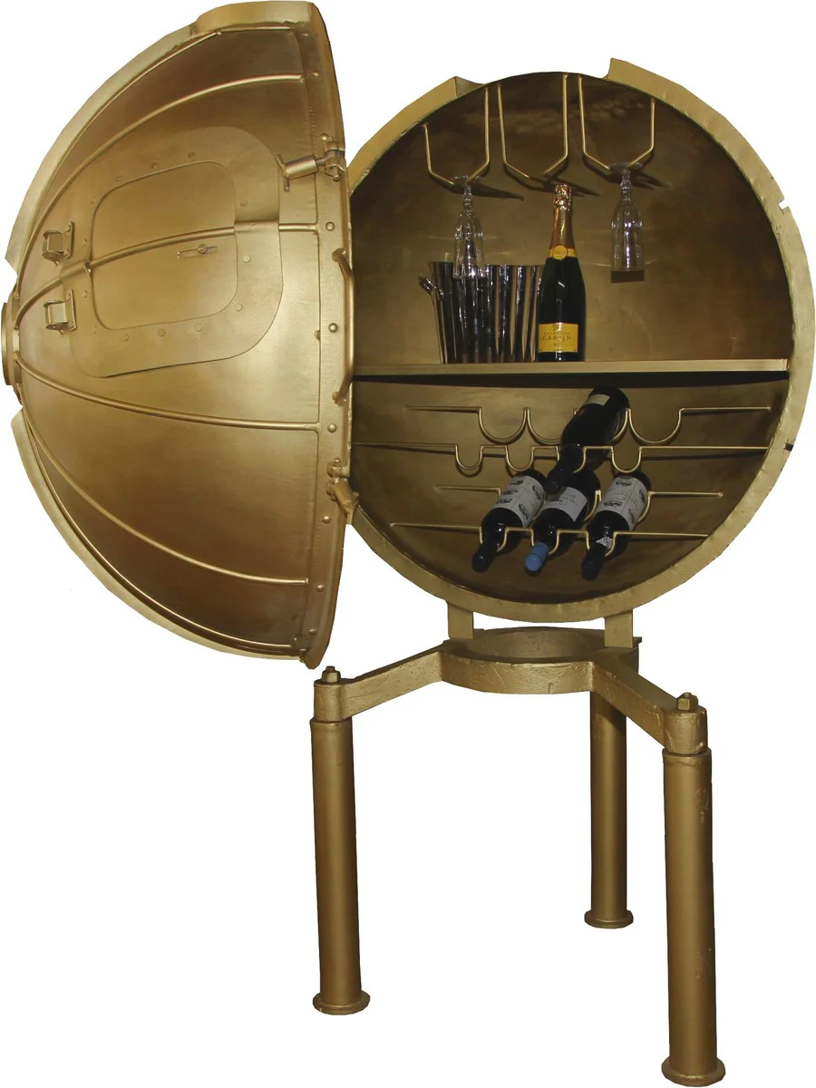 Casa Padrino Luxury drinks bar made of metal gold - wine shelf - bottle shelf