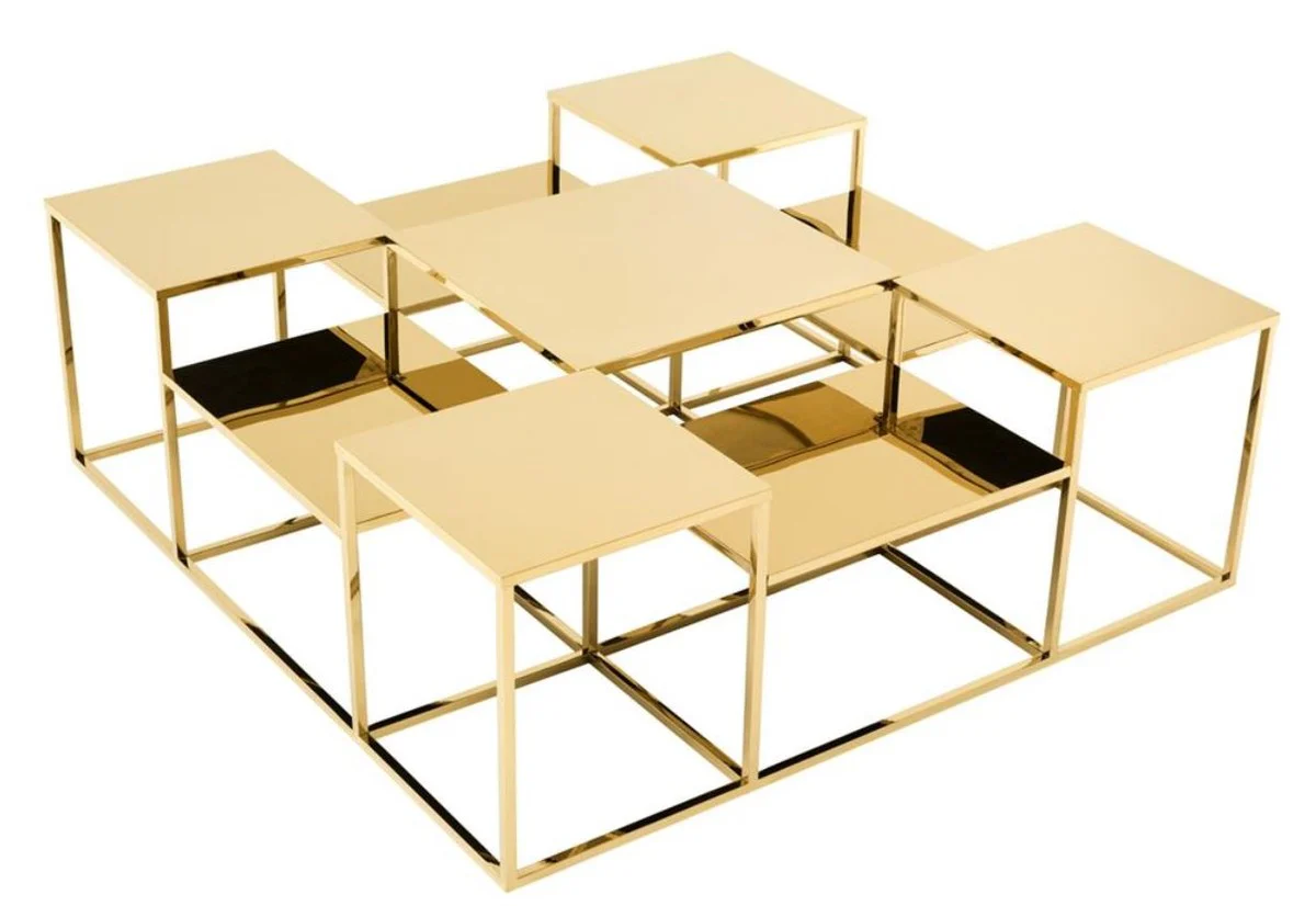 Casa Padrino mesa de centro de lujo oro 120 x 120 x H. 42 cm - Muebles de Salón de Lujo