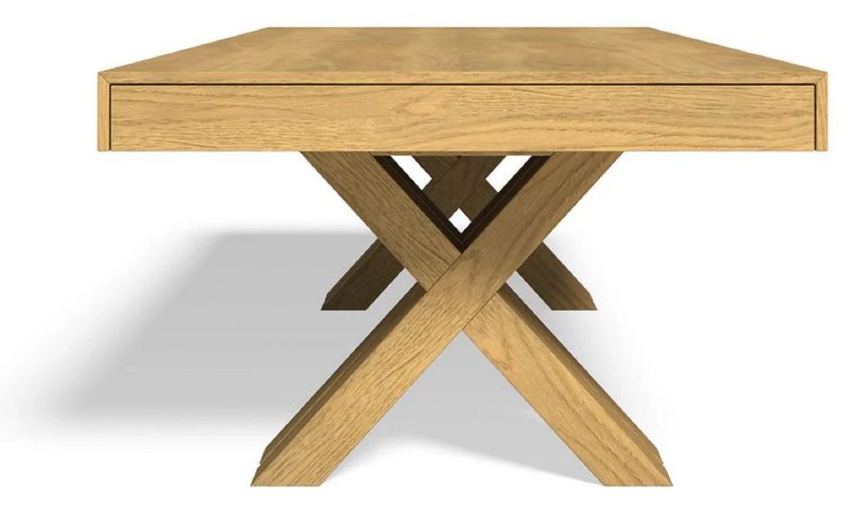 Casa Padrino mesa de comedor de lujo natural 200-604 x 110 x A. 77 cm - Mesa de conferencia extensible de madera maciza - Muebles de comedor - Muebles de oficina - Muebles de lujo