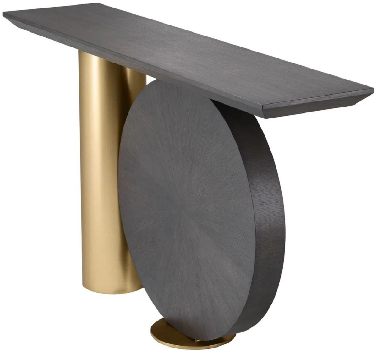 Casa Padrino consola de dise?o moca / lat¨®n 150 x 36 x A. 86 cm - Mesa consola de chapa de roble con pata de acero - Muebles de Dise?o - Calidad de Lujo