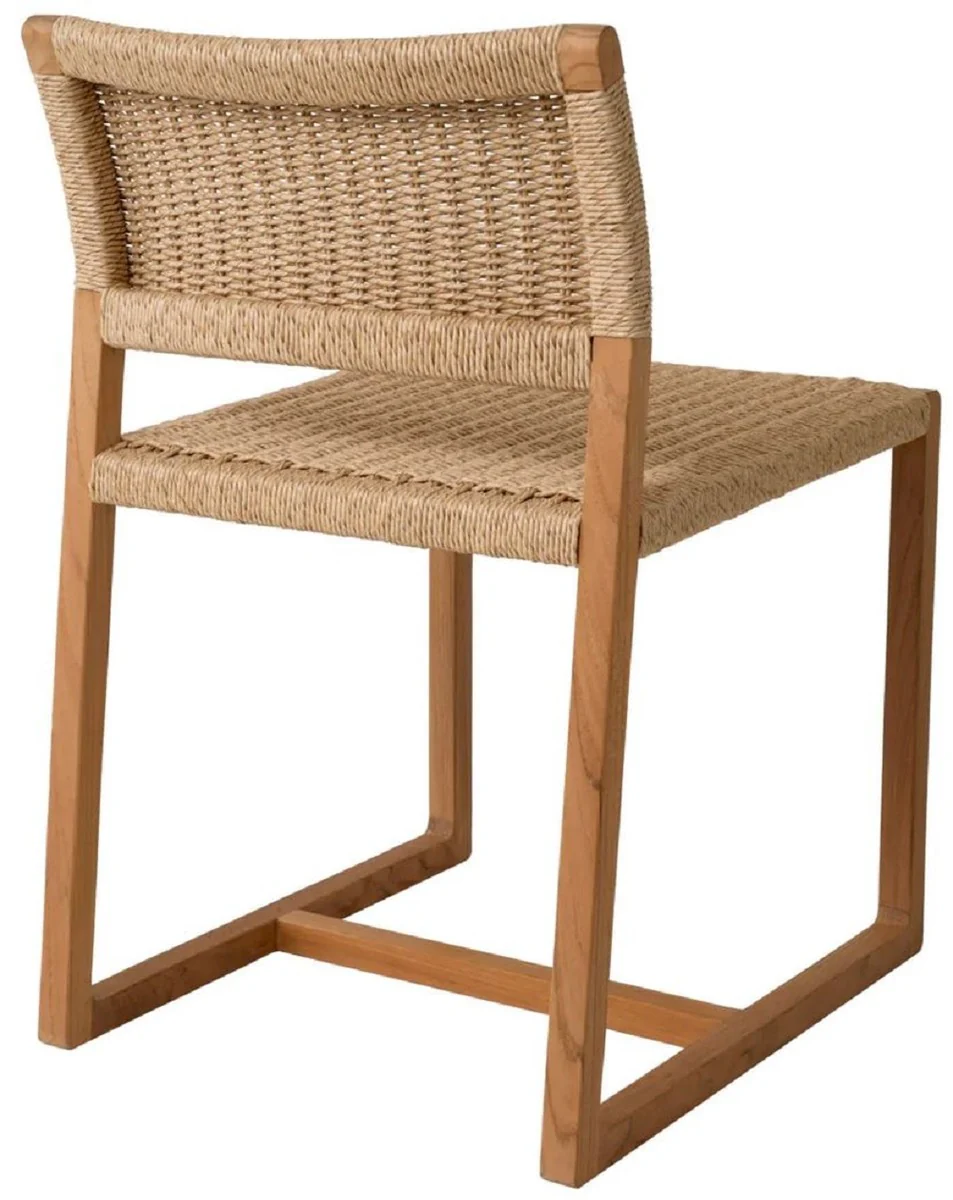 Casa Padrino Silla de Comedor de Teca de Lujo Natural 48 x 58 x A. 78,5 cm - Silla de Jard¨ªn - Muebles de Jard¨ªn - Muebles de Comedor - Muebles de Teca de Lujo